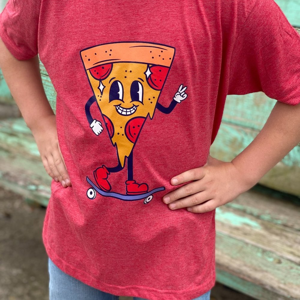 Skateboarding Pizza Youth Graphic Tee